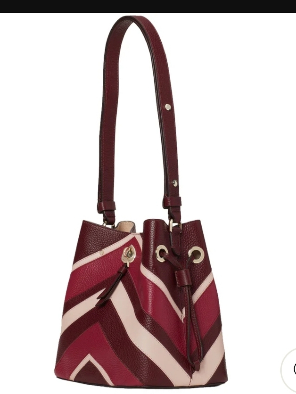 kate spade Chevron Leather Crossbody Bag & Card Case in Burgundy, Pink, Cream - Picture 4 of 15